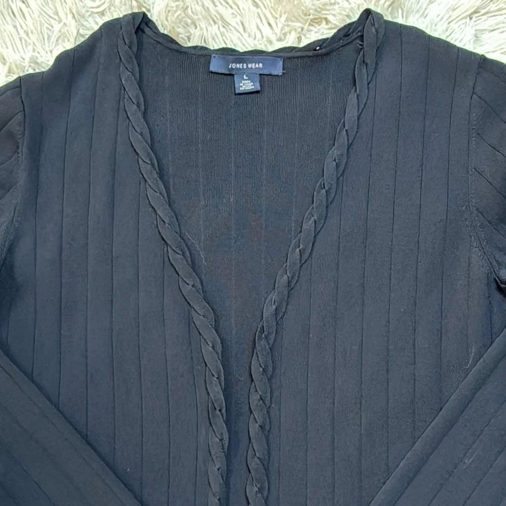 Jones Wear Ribbed Open Cardigan 💗 Black - Picture 9 of 13